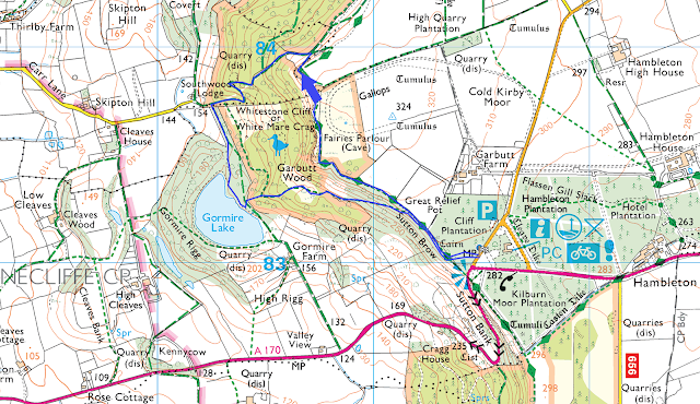 Map Sutton Bank walks best view in Yorkshire Whitestone Cliff Gormire Lake North York Moors