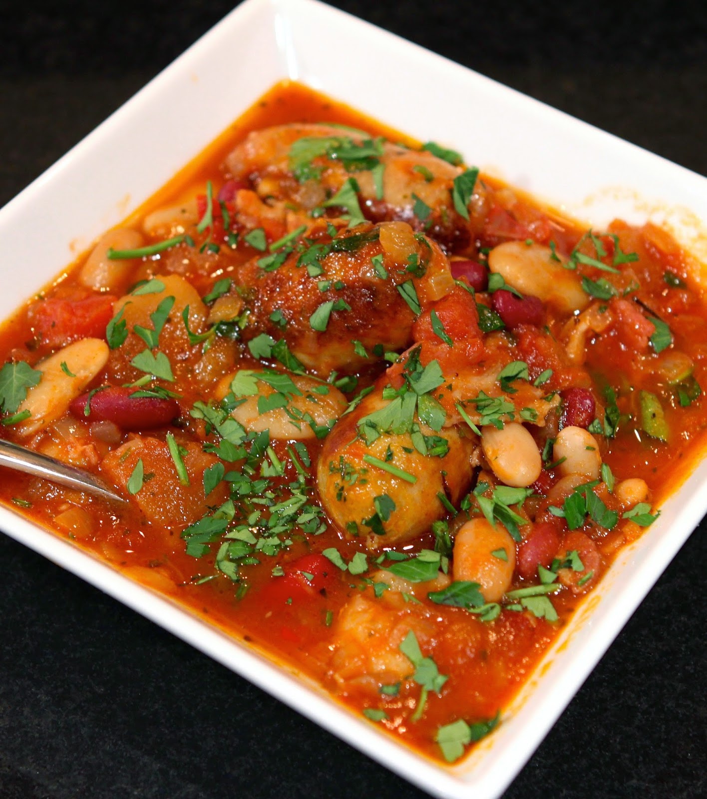 Gluten Free Alchemist Sausage, Apple & Bean Casserole slow cooked