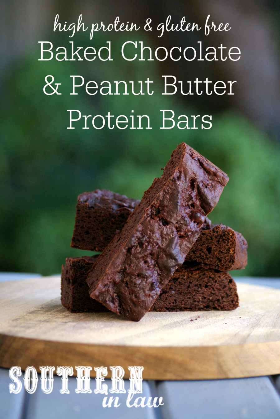 Southern In Law Recipe Baked Chocolate and Peanut Butter Protein Bars