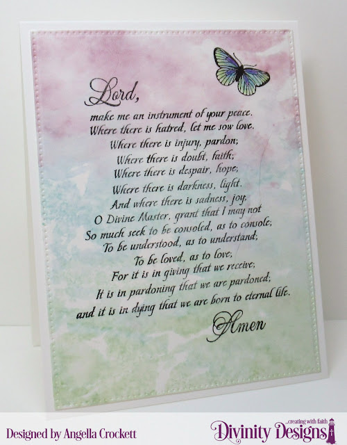 Divinity Designs: Prayer of St. Francis, Butterfly and Bugs, Pierced Rectangles Dies, Card Designer Angie Crockett
