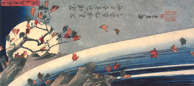 Hiroshige Utagawa - "La Luna vista attraverso le foglie d'acero"