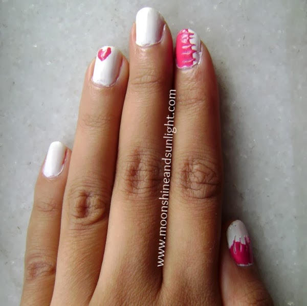 Patched up love nail art 