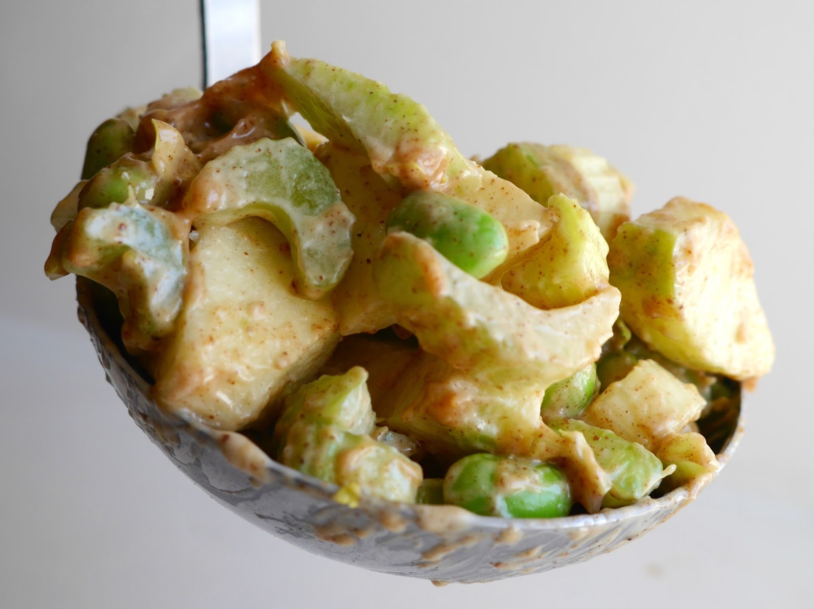 Peanut Butter, Apple, Celery, Edamame Salad over Buckwheat Noodles A