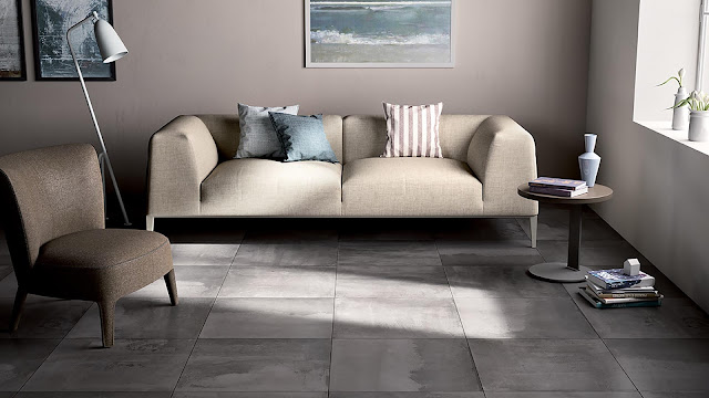 Italian porcelain tile for living room with CONCRETE collection