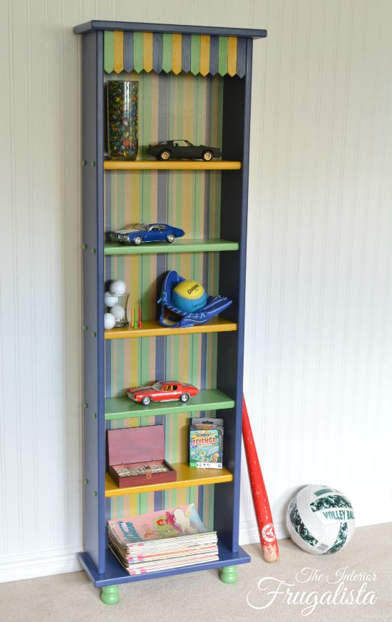 A small bookcase with Big Boy Personality After Makeover