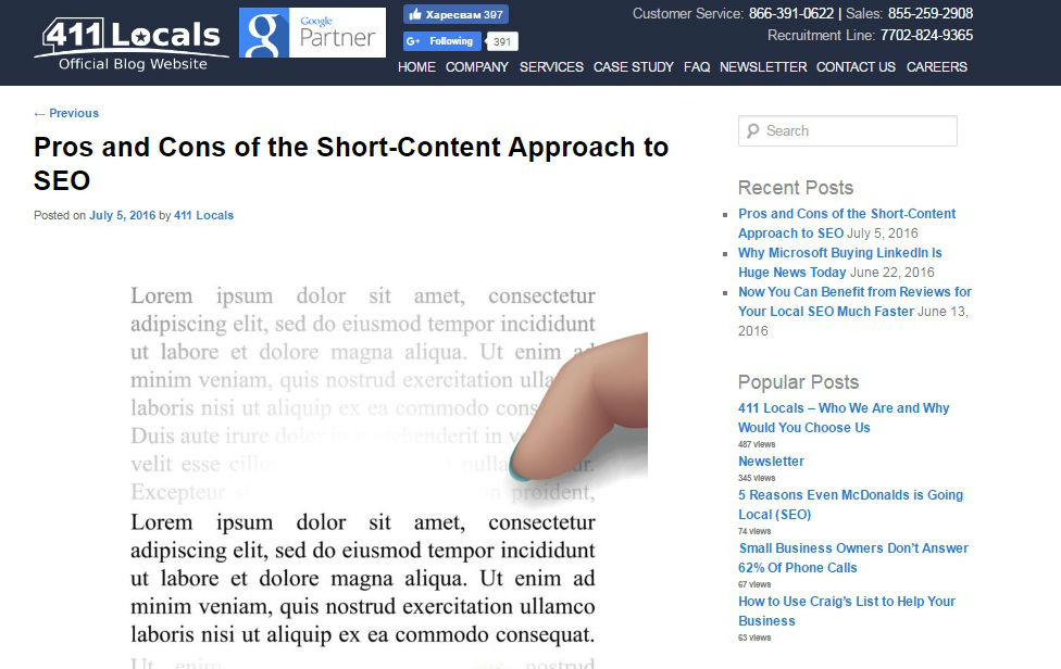 411 Locals News Pros and Cons of the ShortContent Approach to SEO