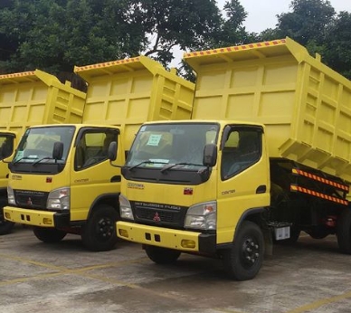 karoseri dump truk Jogjakarta-kuning tua depan