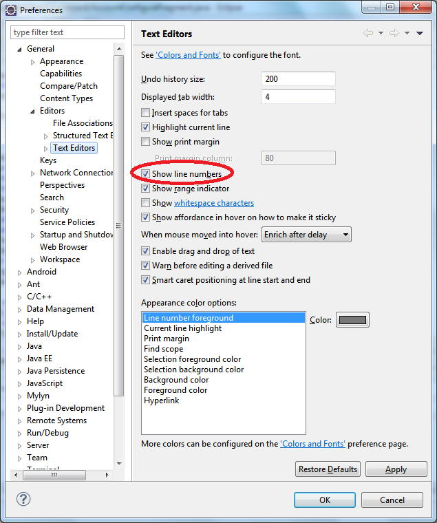 How To Add Line Numbers in Eclipse Java Sri Lankan Support