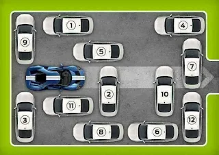 كم سيارة ستتحرك من مكانها لإخراج السيارة الزرقاء ؟