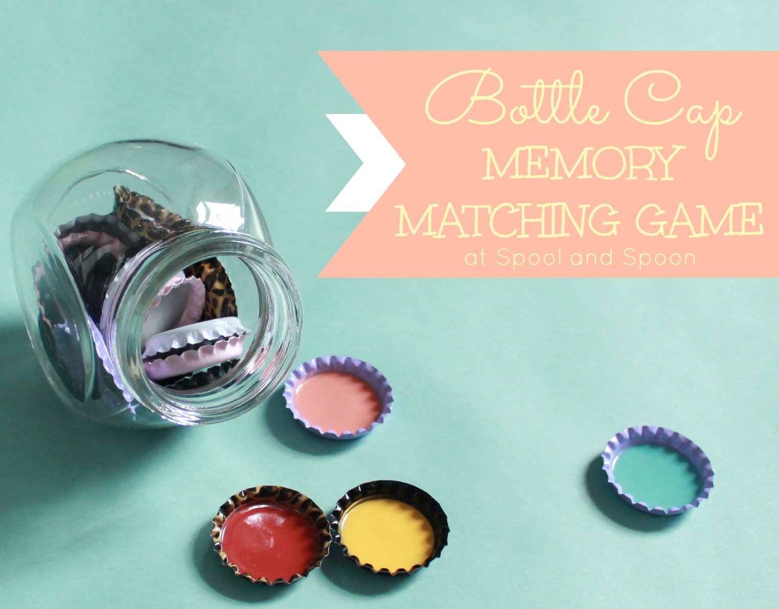 Spool and Spoon Bottle Cap Memory Matching Game