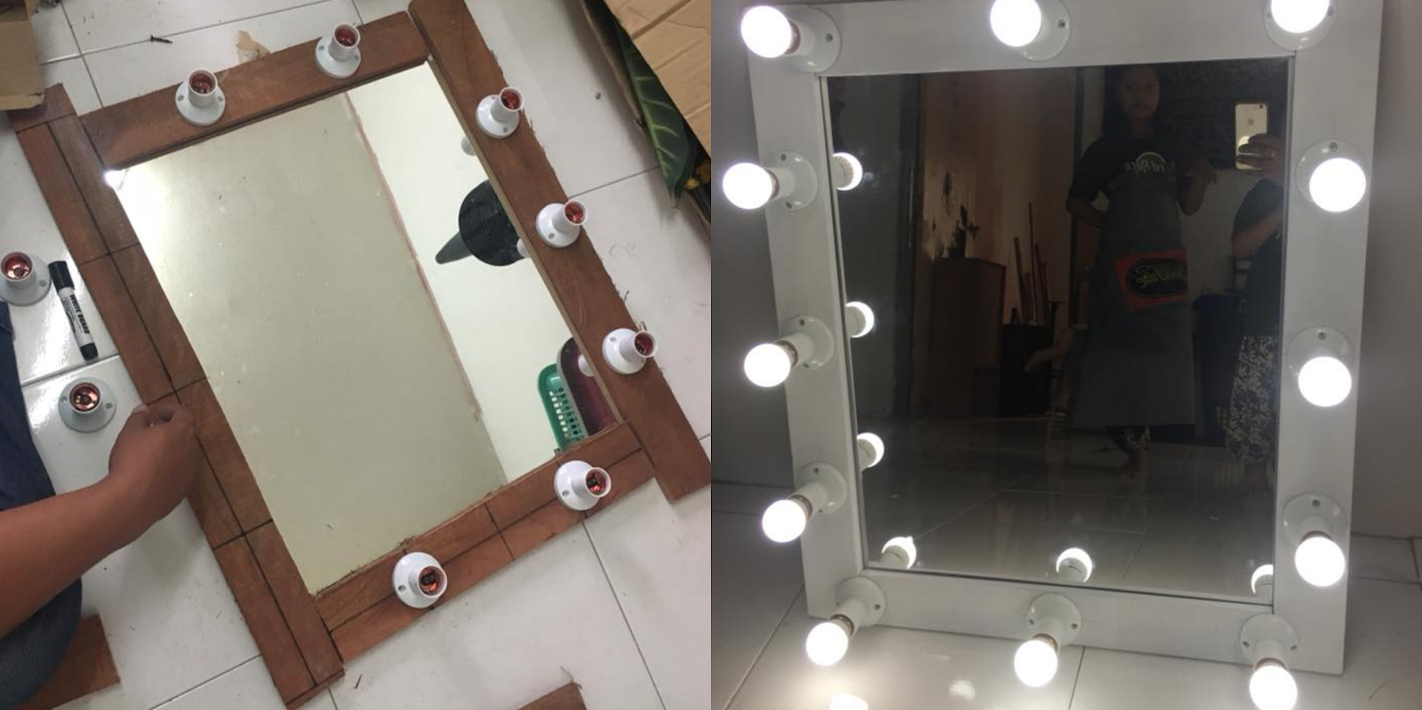 DIY Cermin Viral 'Vanity Mirror' Daripada Kayu Katil Yang ...