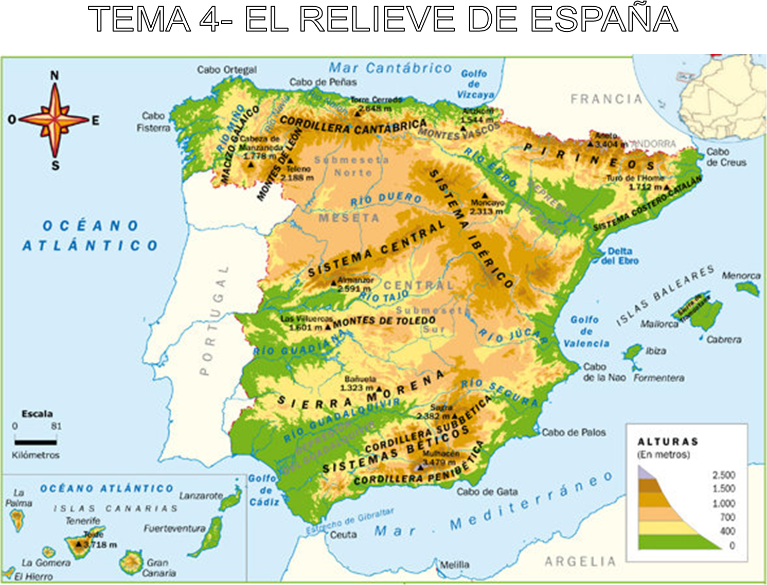 Mapas El Relieve Español Planeta Educarex