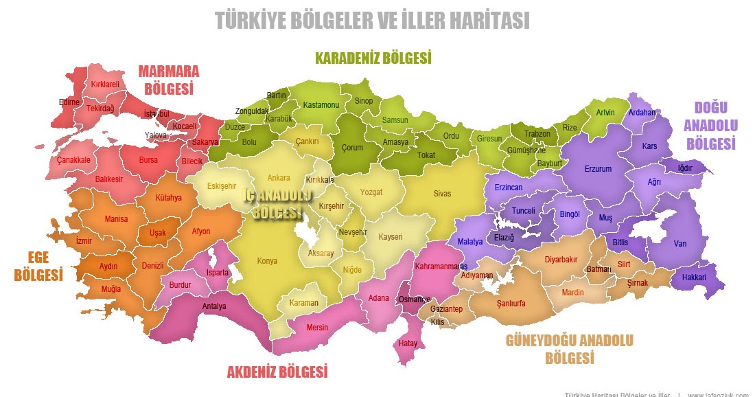 Turkiye Bolgeler Haritası
