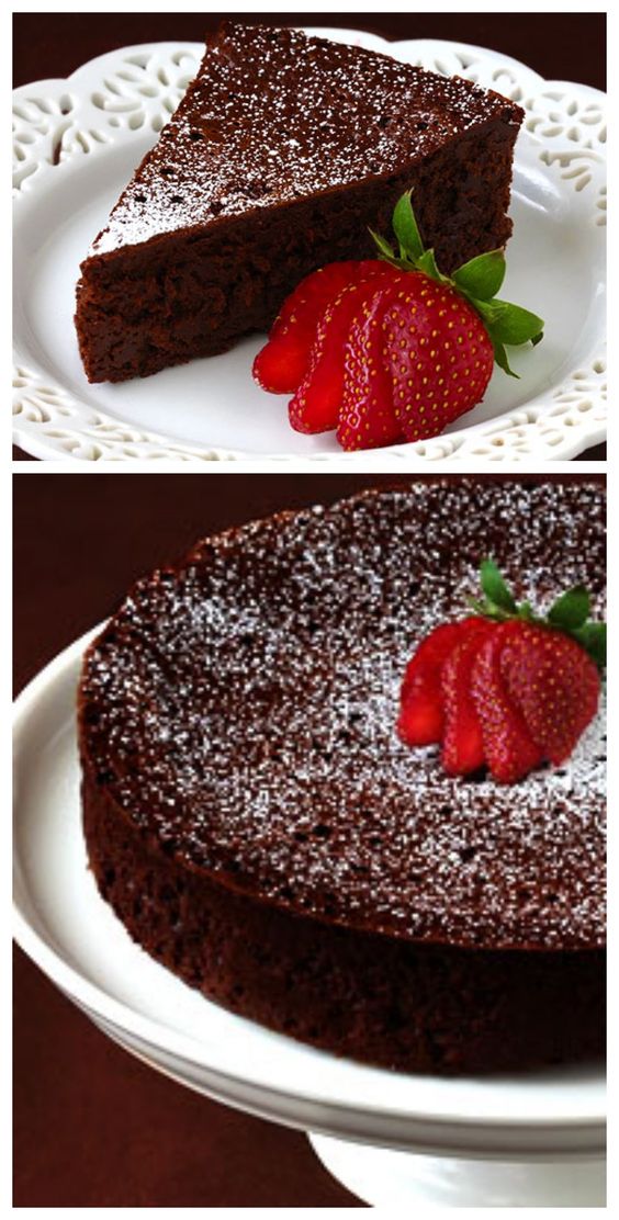 3-Ingredient Flourless Chocolate Cake -- decadent, delicious, and made with just eggs, butter and chocolate! gimmesomeoven.com #glutenfree #chocolate