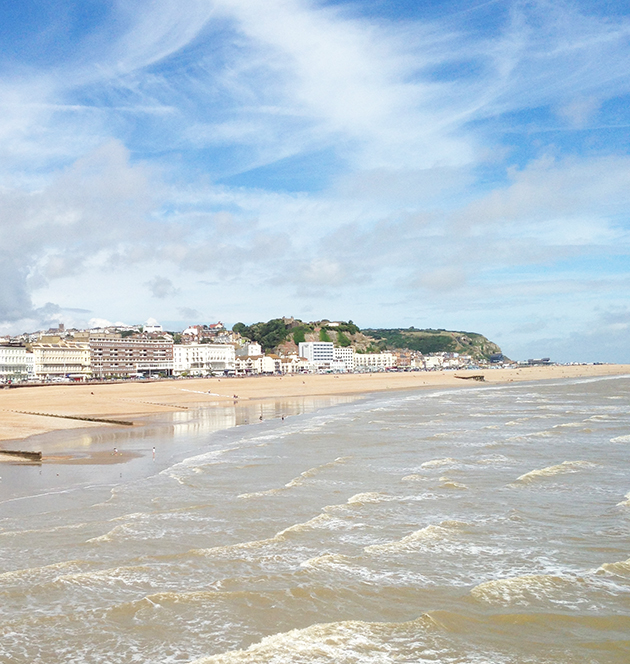 Hasting beach new pier english seaside coast uk