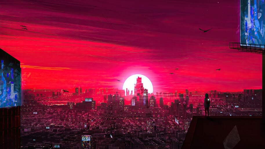 Red City, Sunset, Scenery, 4K, #6.2188
