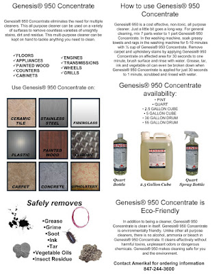 Genesis 950 uses what can Genesis 950 clean