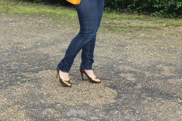 look 100% denim, chemise en jean Pimkie, sac jaune