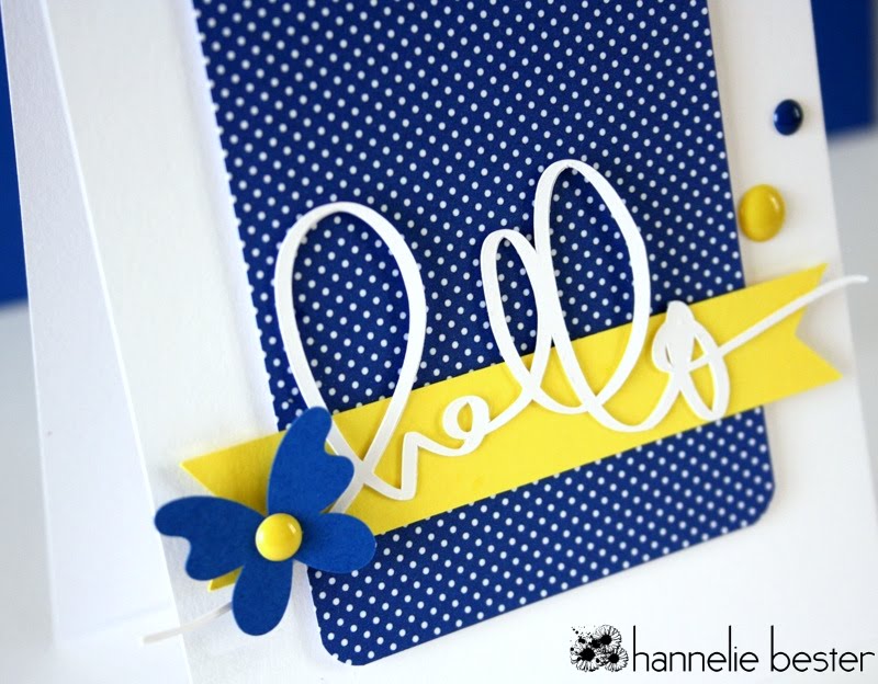 navy and yellow hello butterfly card