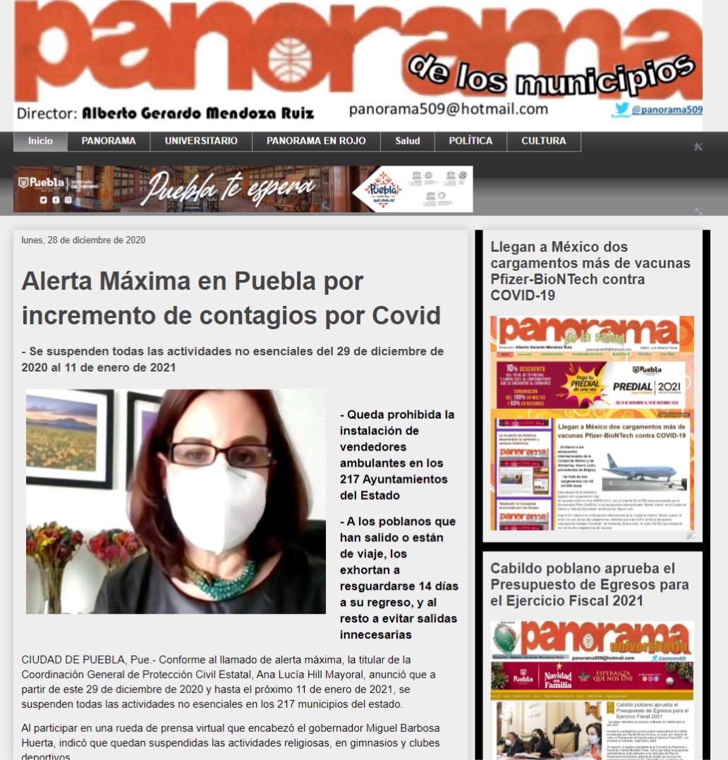 Alerta Máxima en Puebla por incremento de contagios por Covid