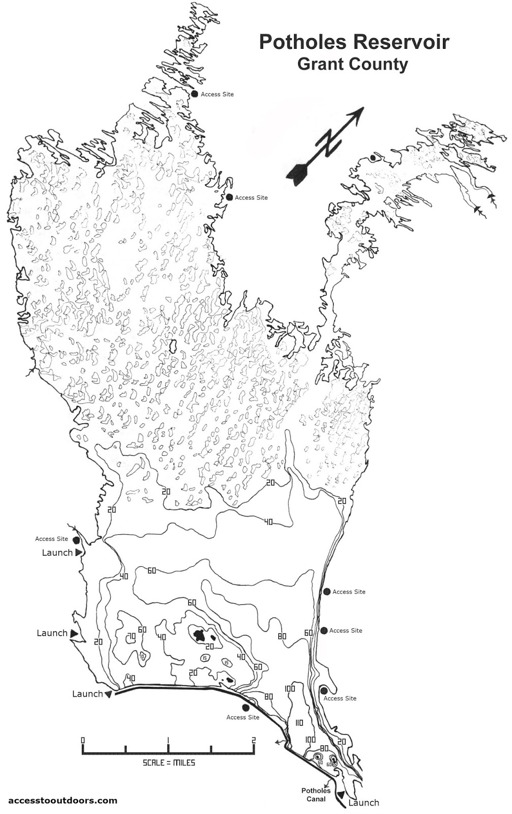 Potholes Reservoir Fishing Map Funtosail: Potholes Reservoir, Grant County, Washington