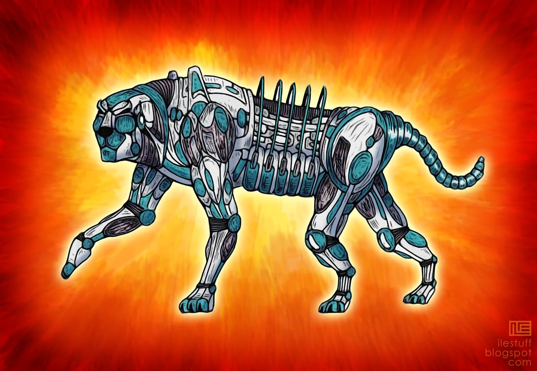 DRAWINGS AND ILLUSTRATIONS TIGER ROBOT