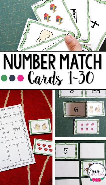 Number match cards are perfect for counting practice and learning different ways to make the same number.  Great for kindergarten.