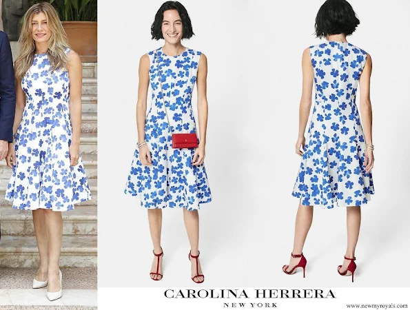 Maria Begona Gomez Fernandez wore Carolina Herrera printed brocade dress