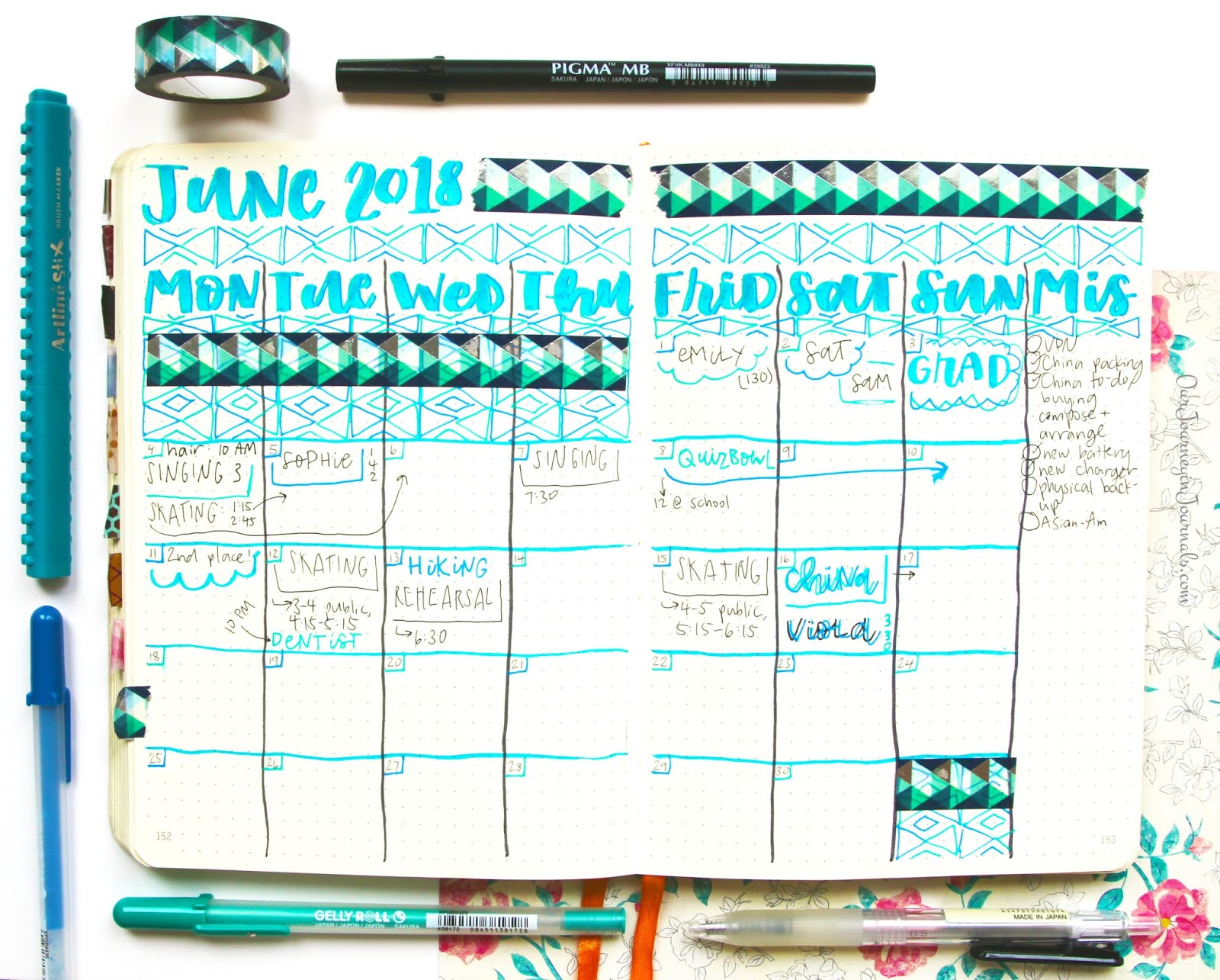 Bullet Journal Setup for July