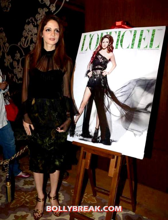 Sussanne Roshan in black dress at  L'Officiel India's magazine cover launch - (2) - Sussanne Roshan at her L'Officiel India's magazine cover launch