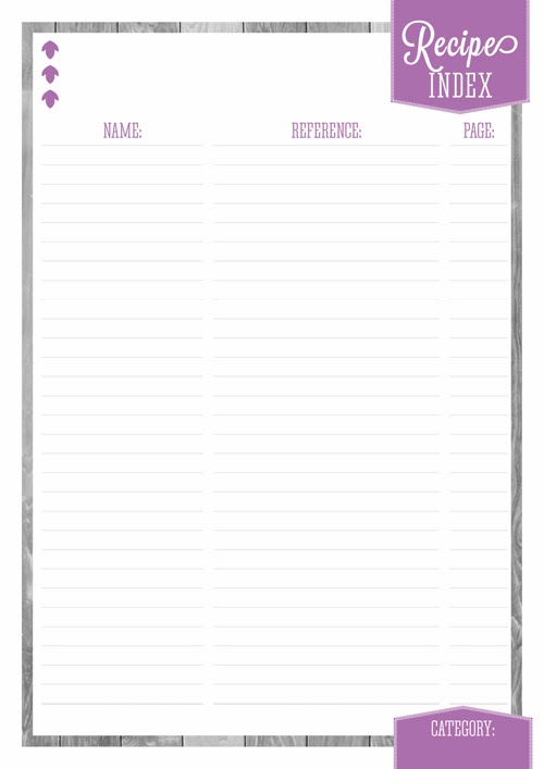 Free Printable Home Organizer: Recipe Index