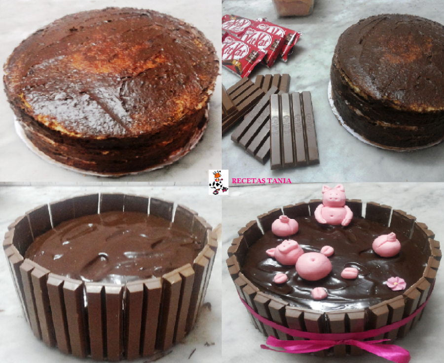 TARTA DE KITKAT Y CERDITOS (MI TARTA DE CUMPLEAÑOS) Cocina