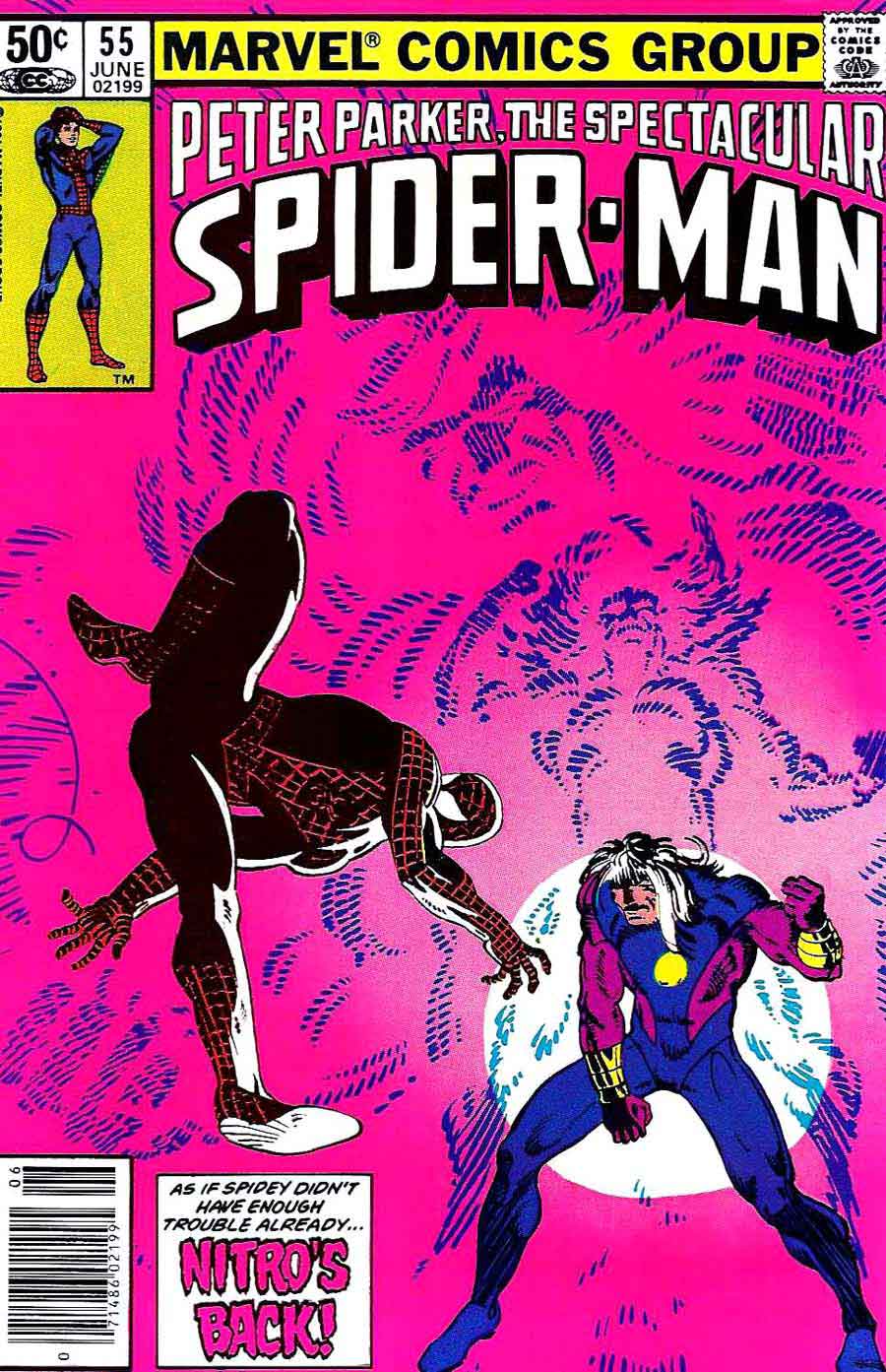 Spectacular Spider-man v2 #55 marvel 1980s comic book cover art by Frank Miller
