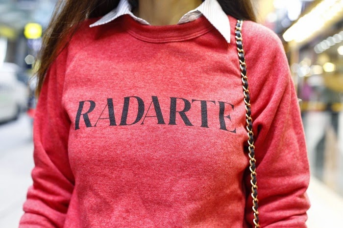 Rodarte Radarte poly blend sweatshirt in red, travel outfit, AG 17 year riot jeans, nike airmax sneaker, chanel bag, le specs sunglasses, Rachel Zoe hat, Baublebar sunglasses, fashion blog, hongkong, sasa, jetset, street style