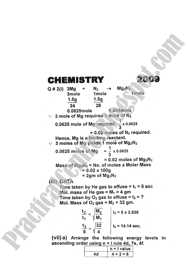 Chemistry-Numericals-Solve-2009-five-year-paper-class-XI