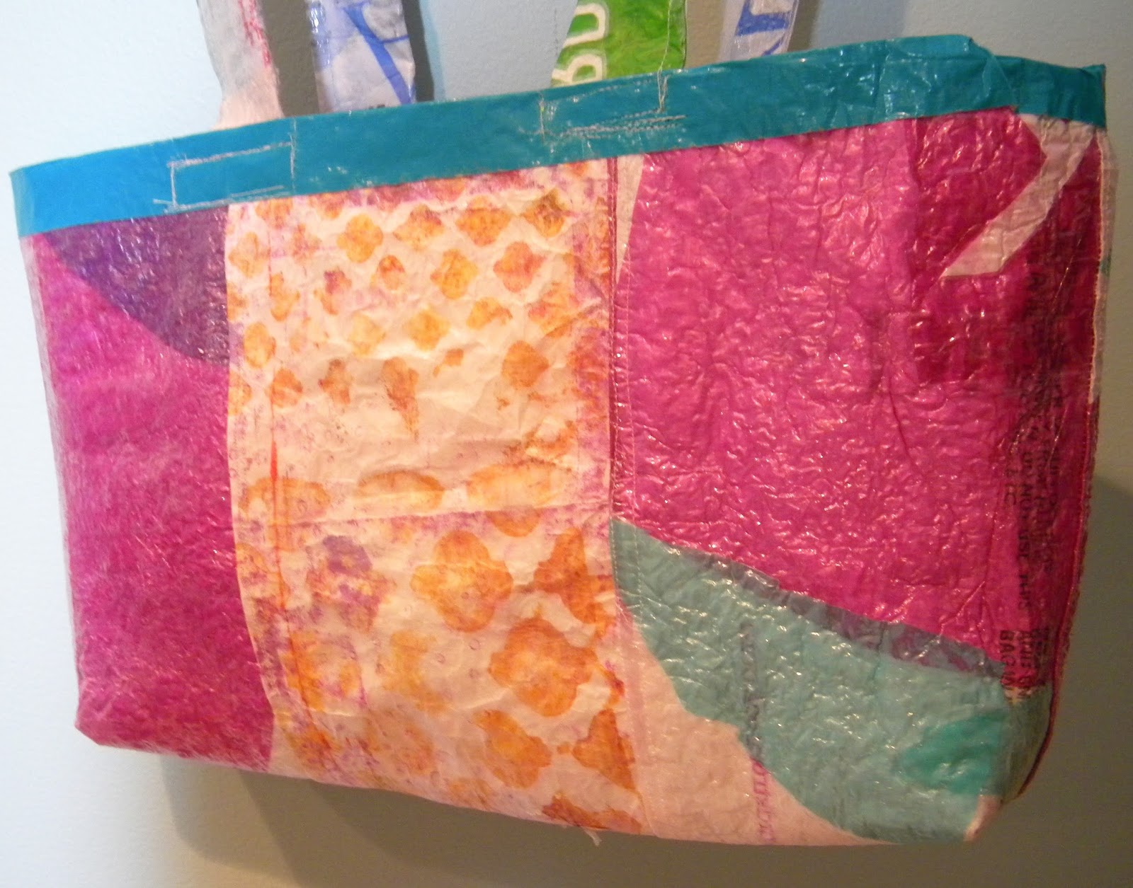 Mixed Up Art Reusable Tote Made from Plastic Bags