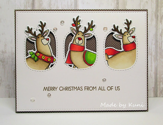 Merry Everything stamp set and Die-namics, and Stitched Triple Peek-a-Boo Windows Die-namics - Annett Näther #mftstamps