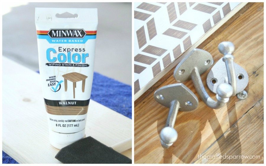 DIY Herringbone Painted Wall Hooks