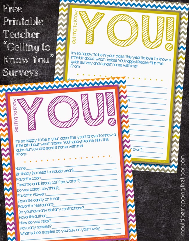 Free Printable Teacher Surveys to make teacher-gift giving super fun and easy this year!