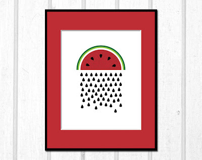 raining watermelon seeds framed poster