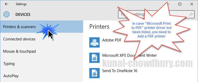 Here's how to add Microsoft Print to PDF driver in Windows 10 (www.kunal-chowdhury.com)