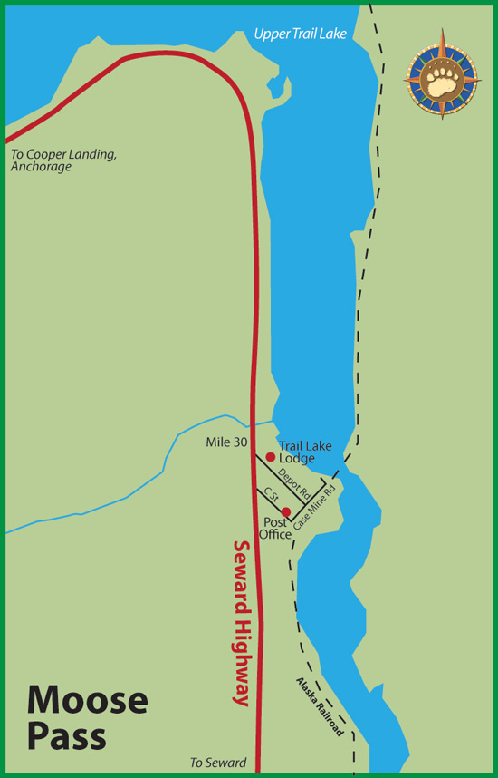 Maps of Alaska Roads By Bearfoot Guides Map of Moose Pass, Alaska