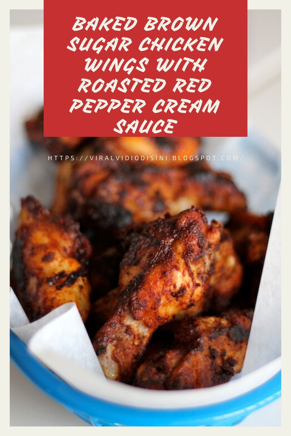 Baked Brown Sugar Chicken Wings with Roasted Red Pepper Cream Sauce