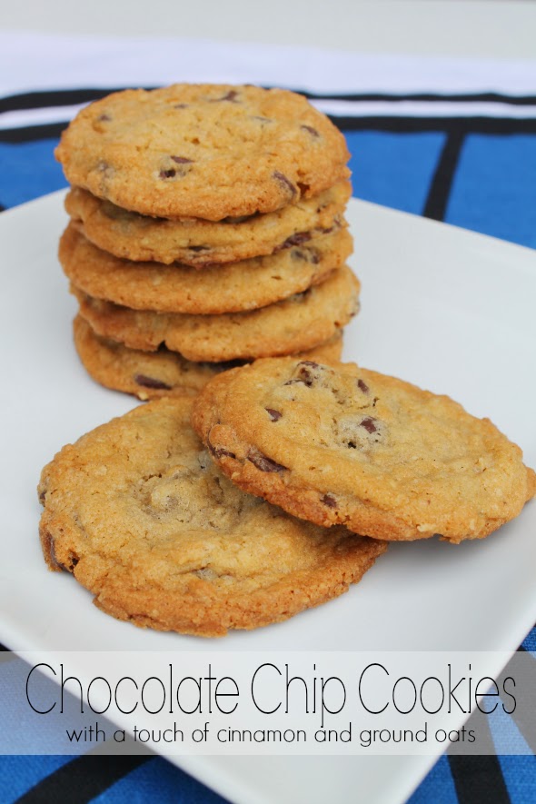 Chocolate Chip Cookies with a touch of cinnamon and ground oats - WhatchaMakinNow.com