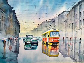 09-Saint-Petersburg-Igor-Dubovoy-Realistic-Urban-Watercolor-Paintings-www-designstack-co