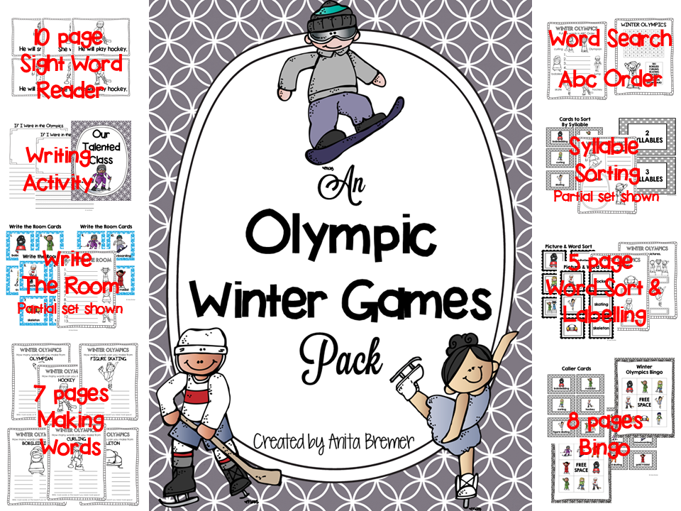 Fun Olympic winter games literacy activities for K-1. #wintergames #kindergarten #1stgrade