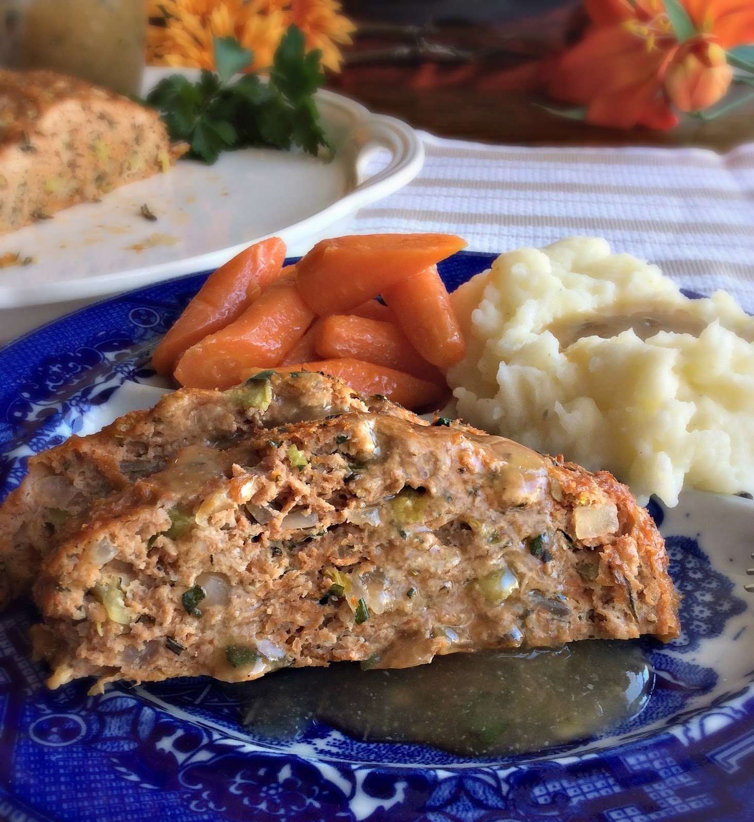 Turkey Meat Loaf with Sage Gravy