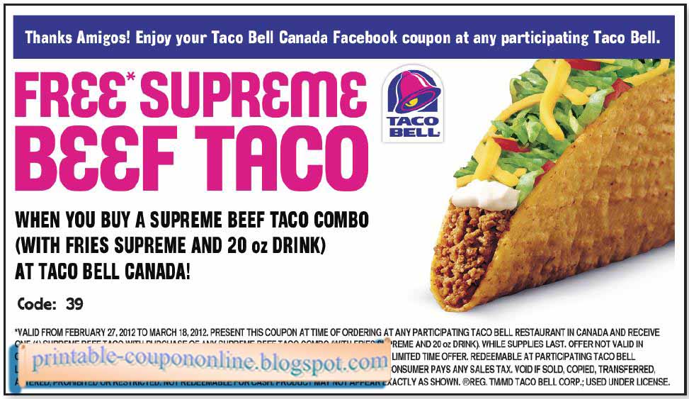 Printable Coupons 2023 Taco Bell Coupons