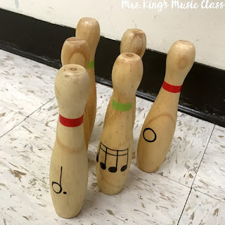 Note Value Bowling is a fun music workstation that reinforces note values and causes lots of smile!  Use a toy bowling set and the free Note Value Bowling score sheets to bowl your students over to reading music!