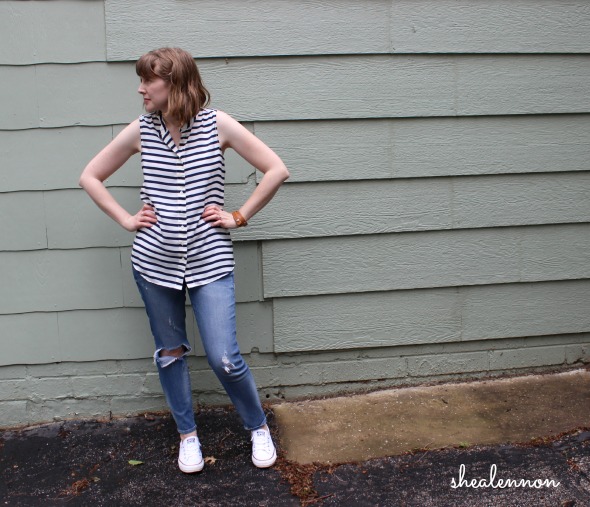 weekend look with stripes and white sneakers | www.shealennon.com